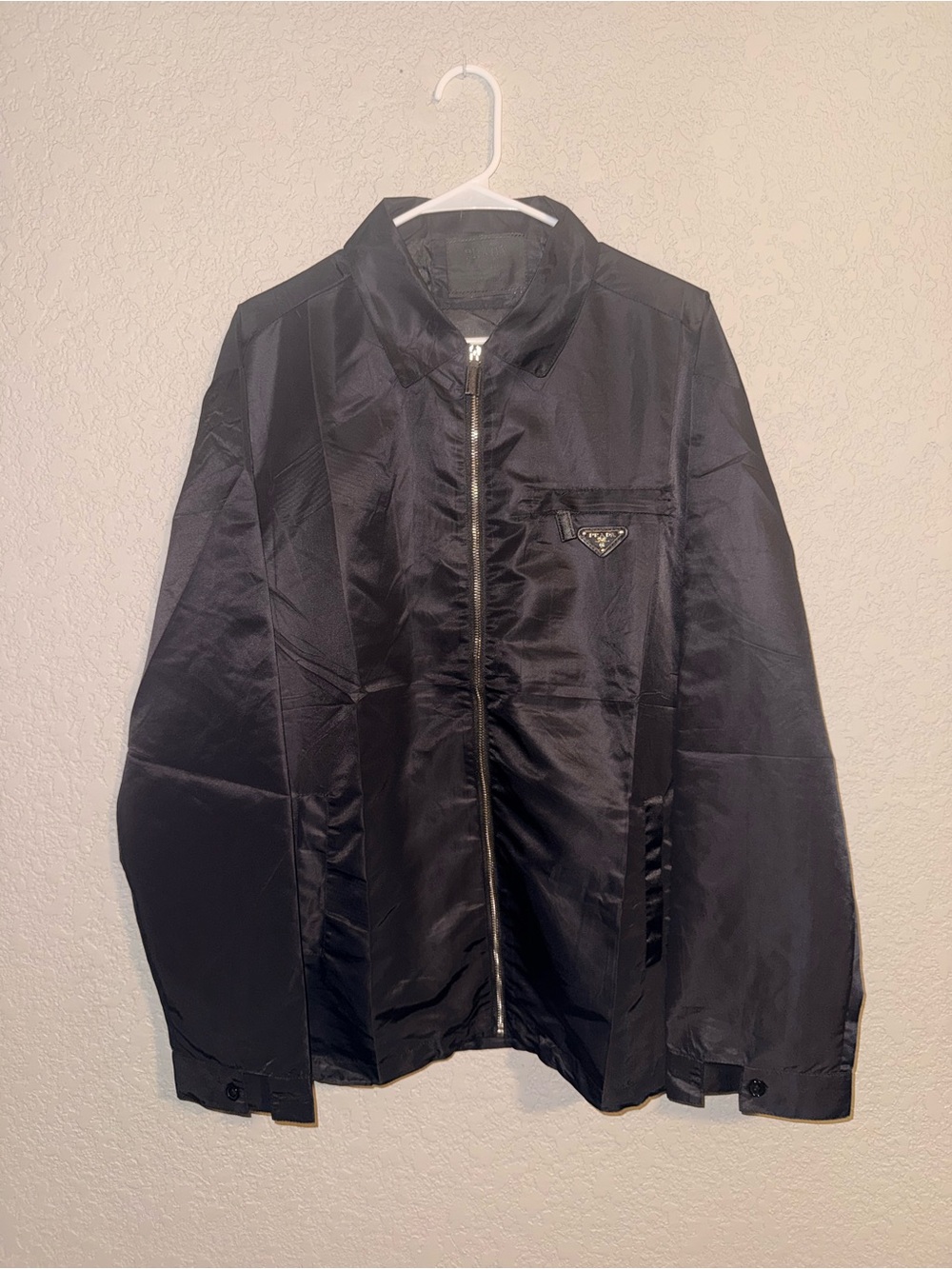 Prada Black Nylon Zip Bomber Jacket